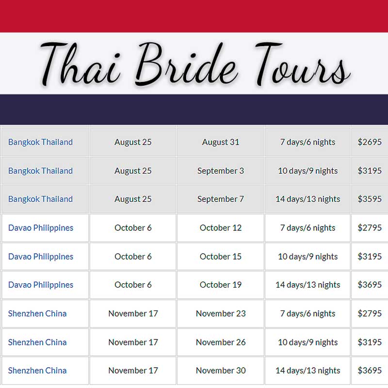 Thai Mail-Order Brides & Woman Dating Tours