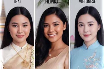 A comparison image showing a Thai, Filipina, and Vietnamese woman