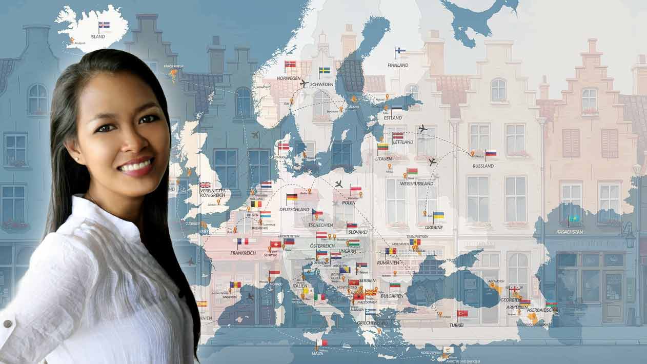 A Thai wife arriving in Europe with her Western husband